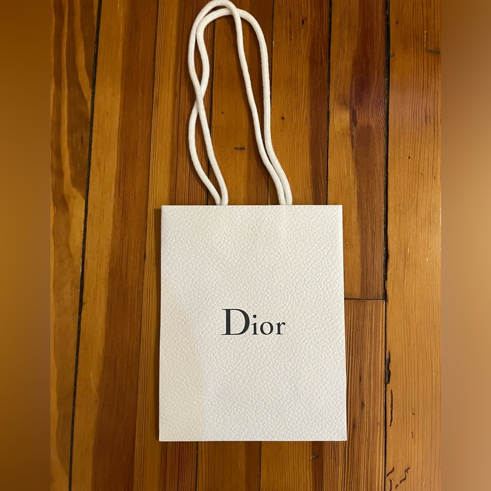 White Textured Dior Shopping Bag